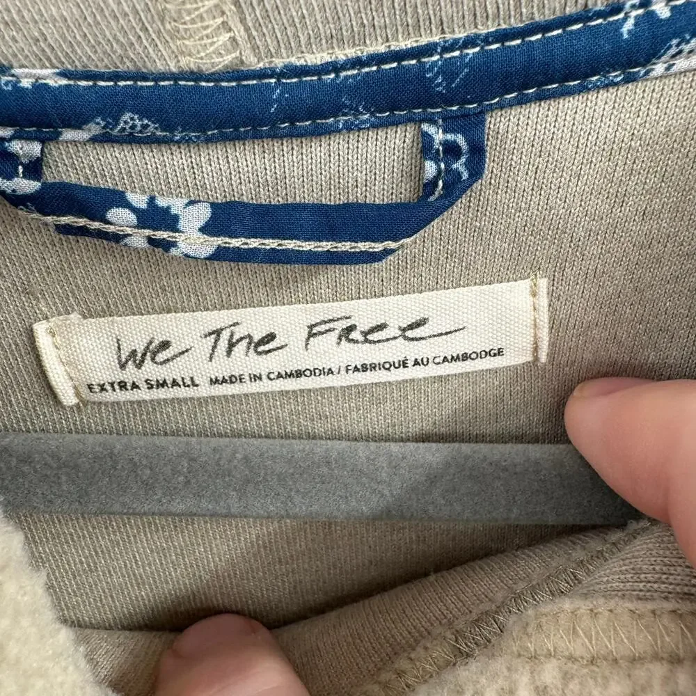 We the Free People Crop Oversize Sherpa Fleece Hoodie Womens XS Beige Boxy